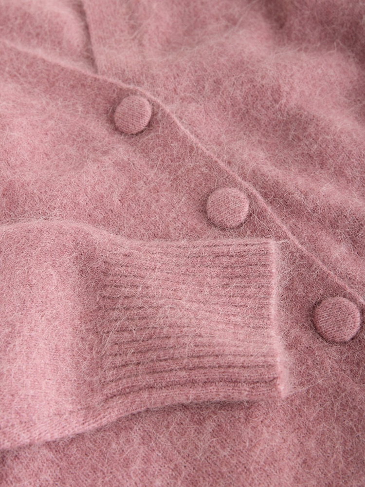 Pink - N.Premium Long Sleeve Mid-Length Deep V Knit Cardigan - Bild 3 von 3