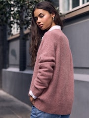 Pink N.Premium Long Sleeve Mid-Length Deep V Knit Cardigan - Image 4 of 8
