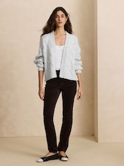 Soft Grey Long Sleeve Cable Knitted Cardigan - Image 2 of 8