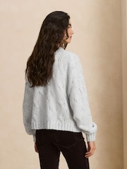 Soft Grey Long Sleeve Cable Knitted Cardigan - Image 4 of 8