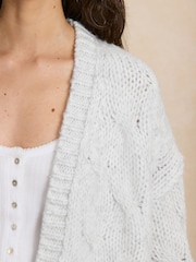 Soft Grey Long Sleeve Cable Knitted Cardigan - Image 5 of 8