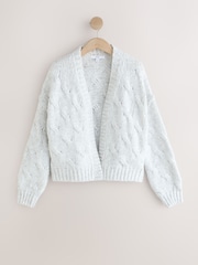 Soft Grey Long Sleeve Cable Knitted Cardigan - Image 6 of 8