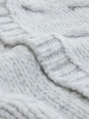 Soft Grey Long Sleeve Cable Knitted Cardigan - Image 7 of 8