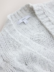 Soft Grey Long Sleeve Cable Knitted Cardigan - Image 8 of 8