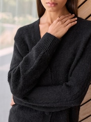 Black N.Premium Long Sleeve Mid-Length Deep V Knit Cardigan - Image 4 of 7