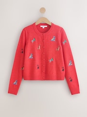Red Supersoft Crew Neck Long Sleeve Cardigan - Image 7 of 9