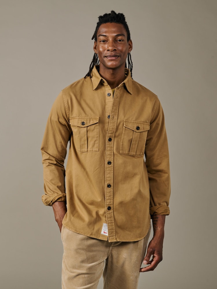 Aubin Cole Twill Brown Overshirt - Image 1 of 1