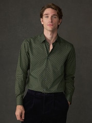 Vert - Chemise imprimée à manches longues en coton Coupe classique - Image 1 de 10