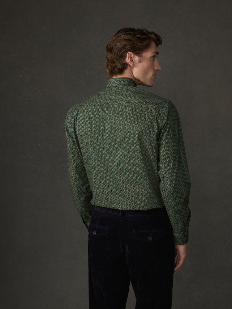 Vert - Chemise imprimée à manches longues en coton Coupe classique - Image 2 de 10