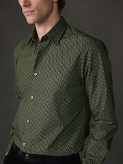 Vert - Chemise imprimée à manches longues en coton Coupe classique - Image 3 de 10