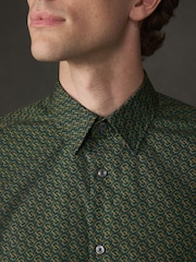 Vert - Chemise imprimée à manches longues en coton Coupe classique - Image 5 de 10