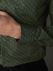 Vert - Chemise imprimée à manches longues en coton Coupe classique - Image 6 de 10