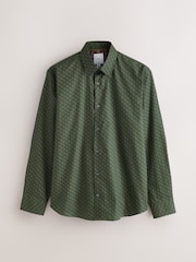 Vert - Chemise imprimée à manches longues en coton Coupe classique - Image 8 de 10