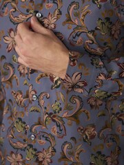 Cachemire gris - Chemise imprimée à manches longues en coton Coupe classique - Image 4 de 7