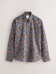 Cachemire gris - Chemise imprimée à manches longues en coton Coupe classique - Image 5 de 7