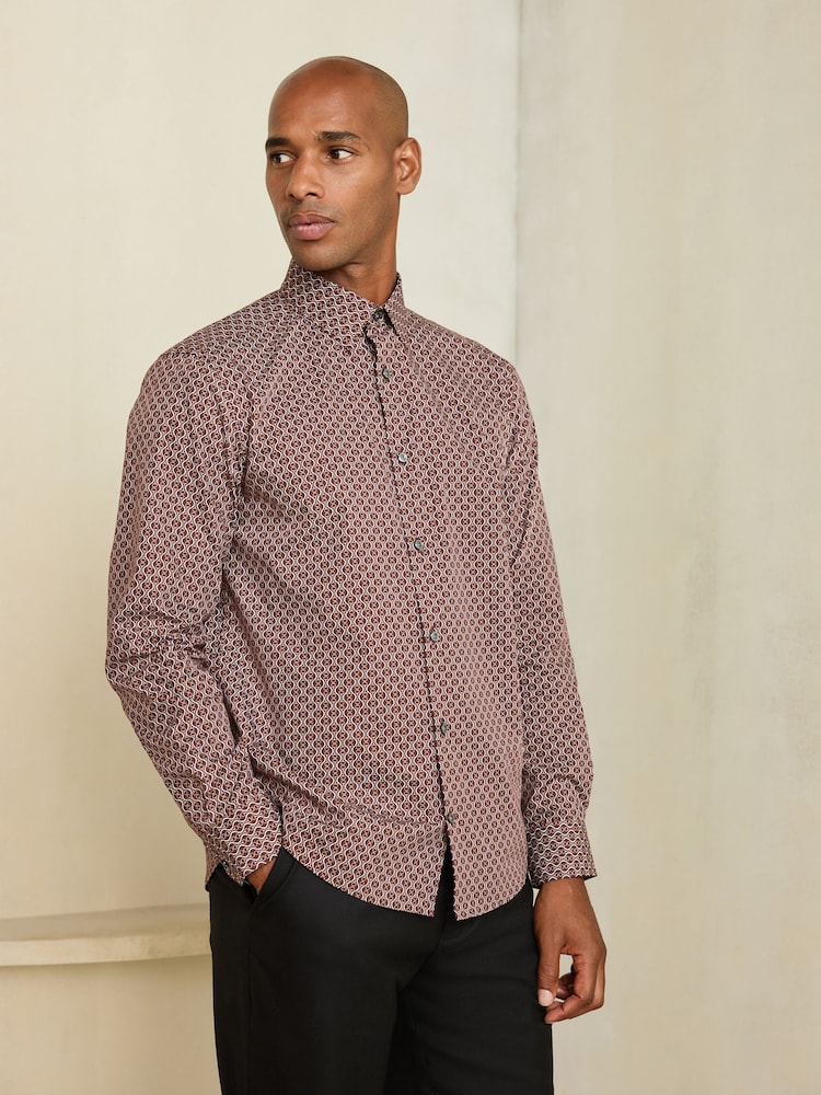 Burgundy Red N. Premium Regular Fit Long Sleeve Shirt - Image 1 of 7