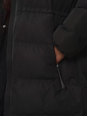 Black Waterproof Shower Resistant Hooded Long Padded Puffer Coat - Image 9 of 9