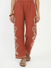 Raffya Brown Tilly High Waist Embroidered Trousers - Image 3 of 5
