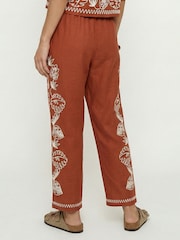 Raffya Brown Tilly High Waist Embroidered Trousers - Image 4 of 5