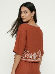 Tilly V-Neck Embroidered Crop Top - Image 2 of 5