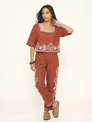 Tilly V-Neck Embroidered Crop Top - Image 4 of 5