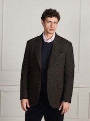 Brown Check Regular Fit Signature Moons Wool Blazer - Image 1 of 8