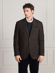 Brown Check Regular Fit Signature Moons Wool Blazer - Image 2 of 8