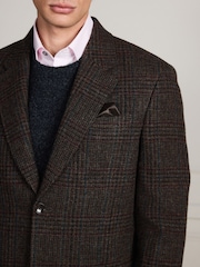 Brown Check Regular Fit Signature Moons Wool Blazer - Image 6 of 8