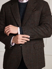 Brown Check Regular Fit Signature Moons Wool Blazer - Image 7 of 8