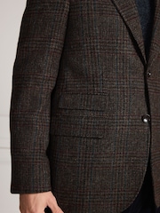 Brown Check Regular Fit Signature Moons Wool Blazer - Image 8 of 8