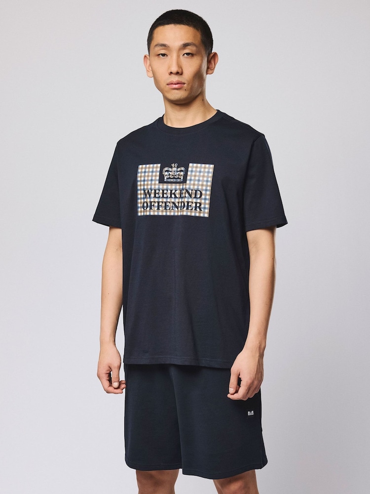 Weekend Offender Shevchenko Mid House Check Prison Blue T-Shirt - 画像 2 / 5