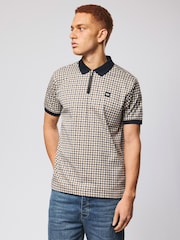 Weekend Offender Mid House Check Merane All Over Check Natural Polo Shirt - Image 2 of 5