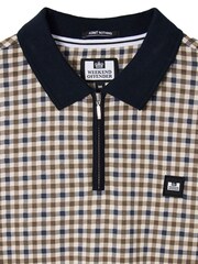 Weekend Offender Mid House Check Merane All Over Check Natural Polo Shirt - Image 5 of 5