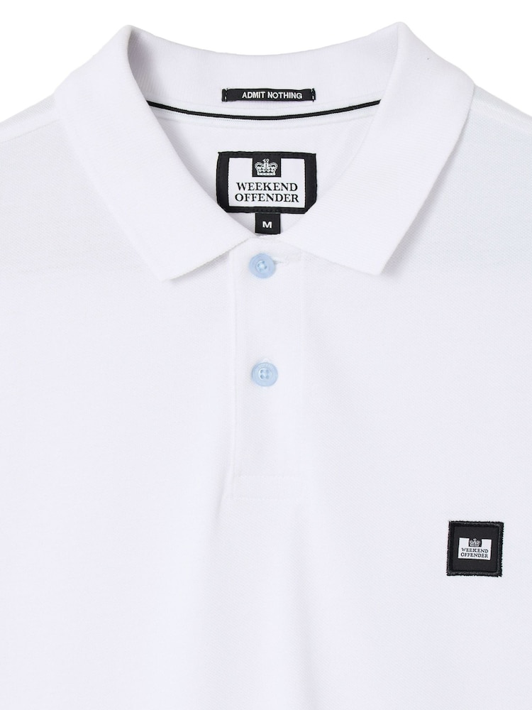 Weekend Offender Heathcote Badge White Polo Shirt - Image 2 of 2 Weekend Offender Heathcote Badge White Polo Shirt - Image 2 of 2