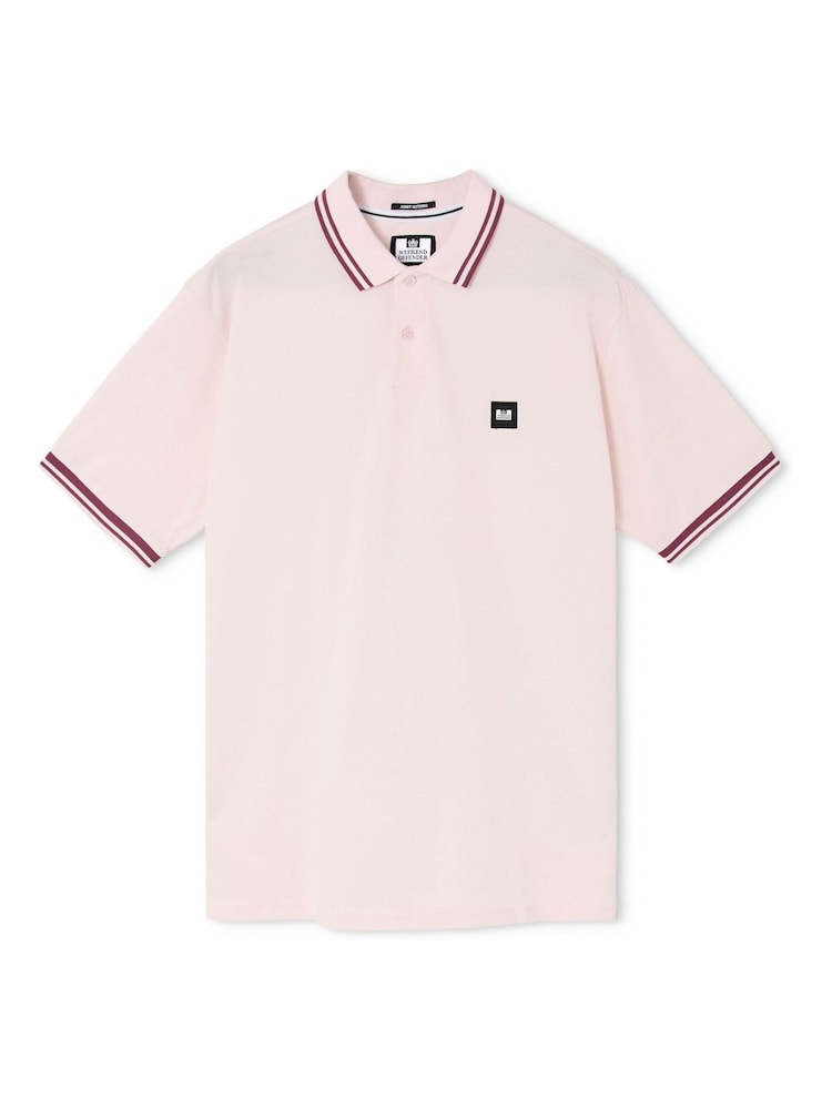 Weekend Offender Levanto Pink Polo Shirt With Contrast Tipping - Image 1 of 3 Weekend Offender Levanto Pink Polo Shirt With Contrast Tipping - Image 1 of 3