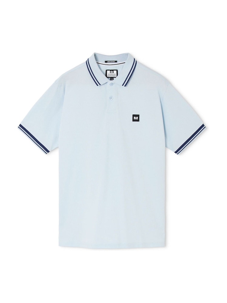 Weekend Offender Levanto Contrast Tipping Blue Polo Shirt - Image 1 of 3 Weekend Offender Levanto Contrast Tipping Blue Polo Shirt - Image 1 of 3