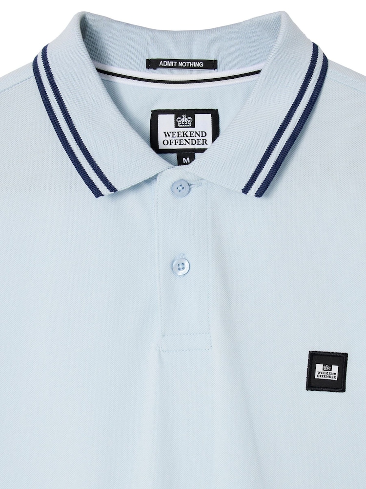 Weekend Offender Levanto Contrast Tipping Blue Polo Shirt - Image 2 of 3 Weekend Offender Levanto Contrast Tipping Blue Polo Shirt - Image 2 of 3