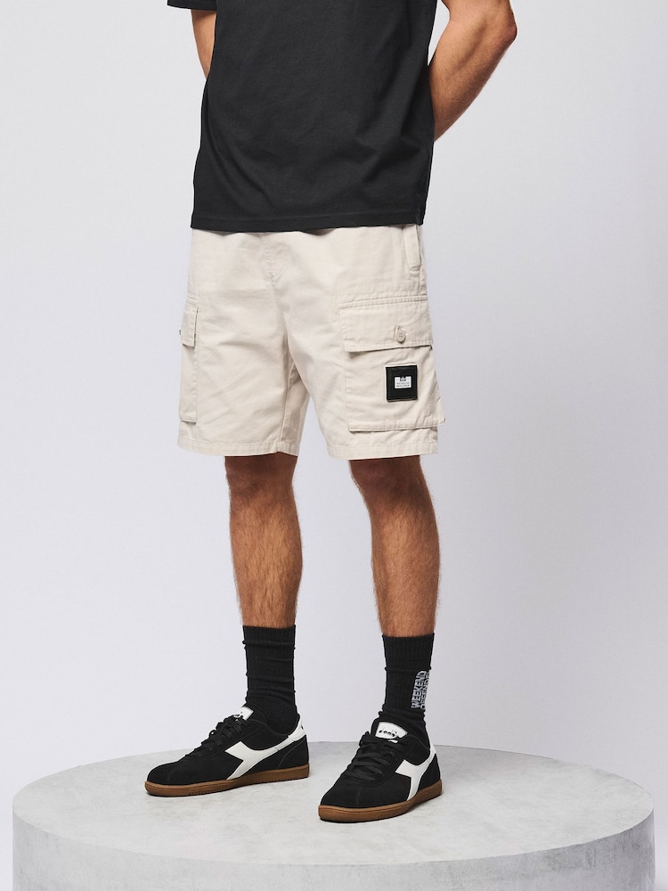 Weekend Offender Scopello Relaxed Cargo Cream Shorts - Image 2 of 6