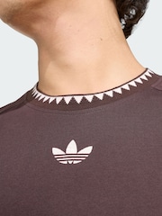 adidas Originals Brown Chest Stripes Engineered Collar T-Shirt - Image 4 of 5