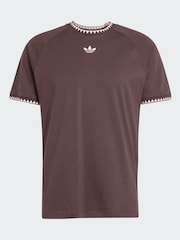 adidas Originals Brown Chest Stripes Engineered Collar T-Shirt - Image 5 of 5