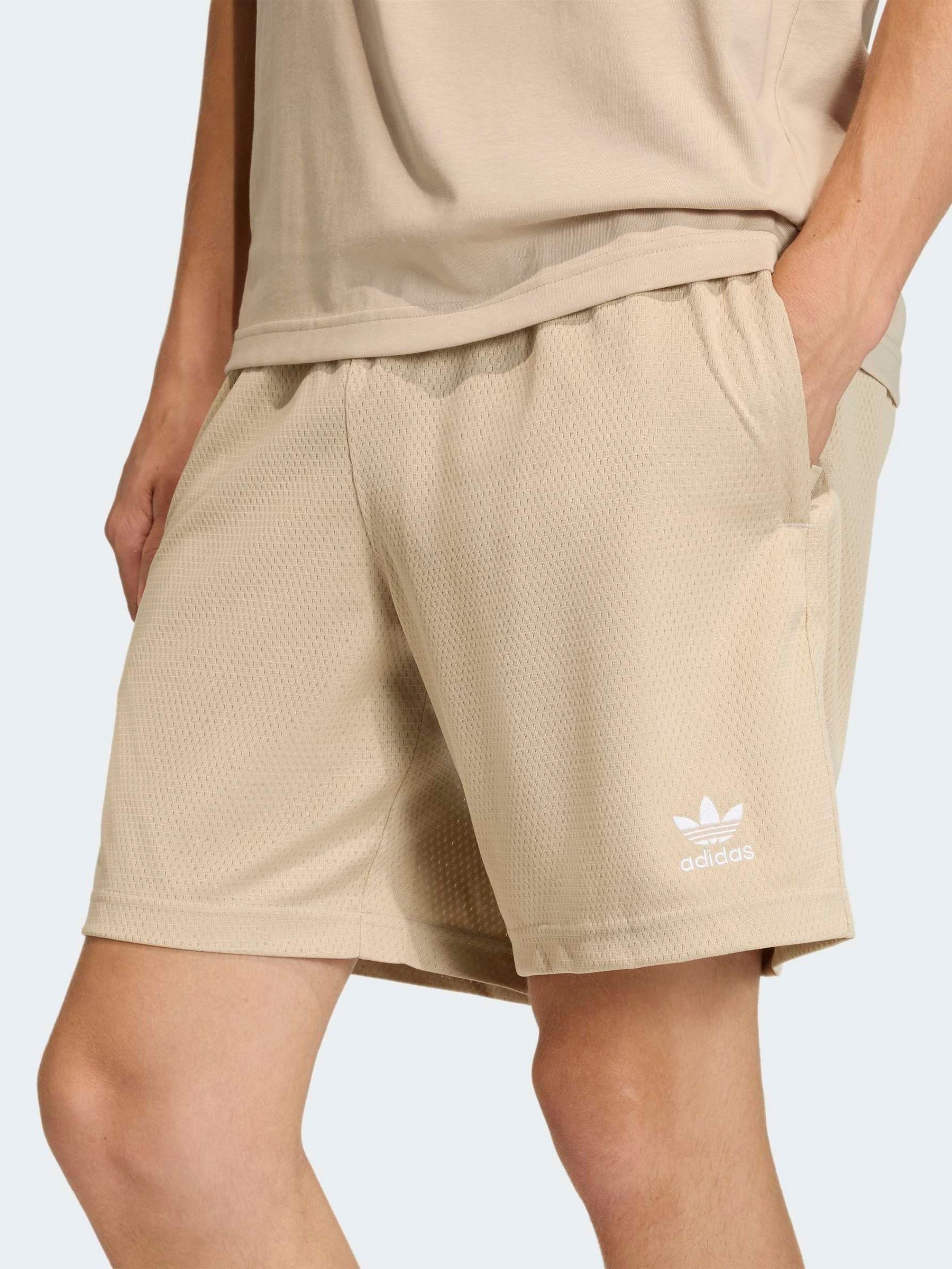 Buy adidas Originals Cream Trefoil Essentials Mesh Shorts from