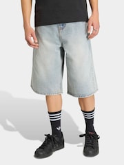 adidas Originals Blue Denim Shorts - Image 1 of 6