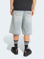 adidas Originals Blue Denim Shorts - Image 2 of 6