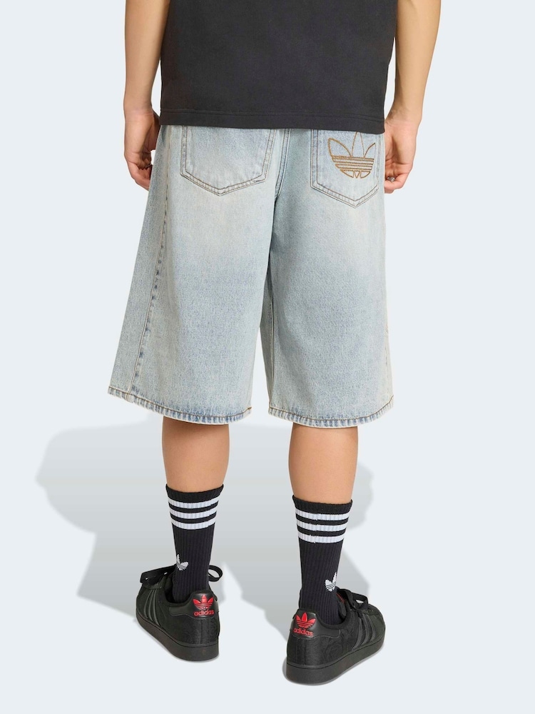 adidas Originals Blue Denim Shorts - Image 2 of 6