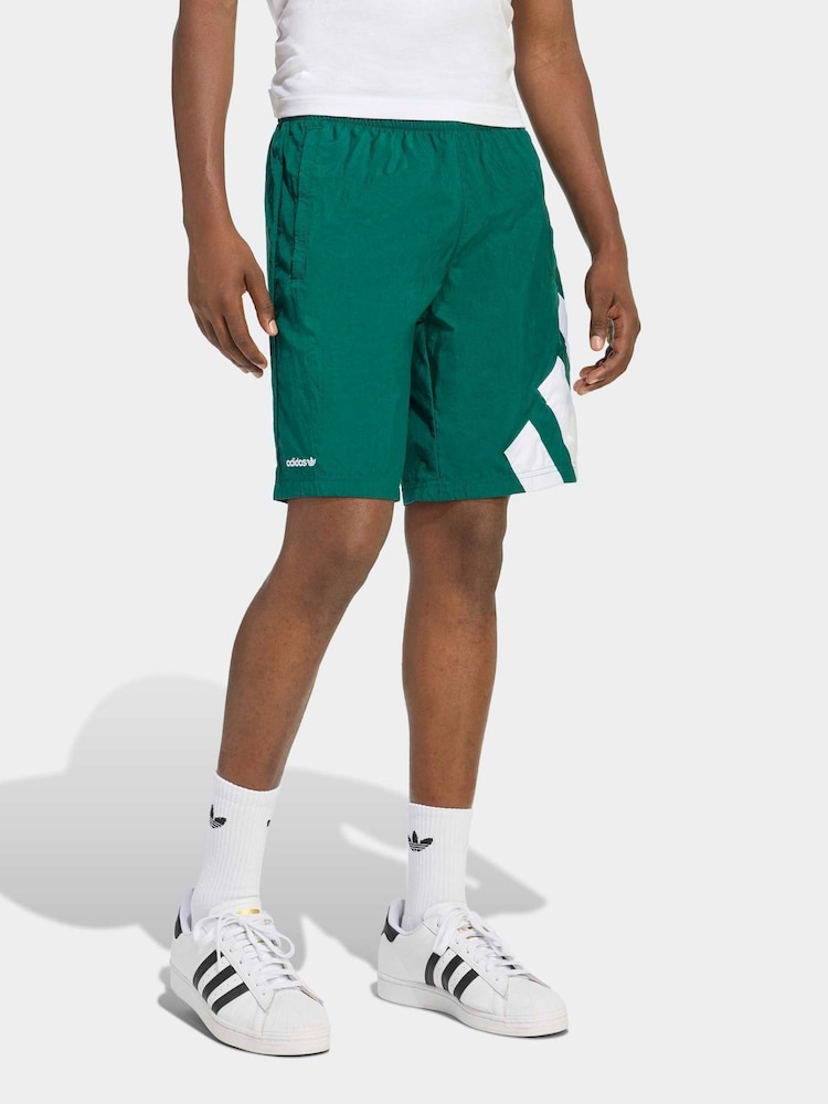 adidas Originals Green Adicolor Blocked Shorts - Image 1 of 6