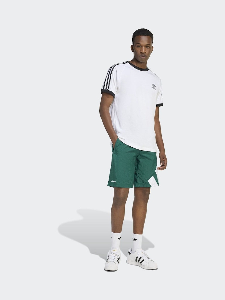 adidas Originals Green Adicolor Blocked Shorts - Image 2 of 6