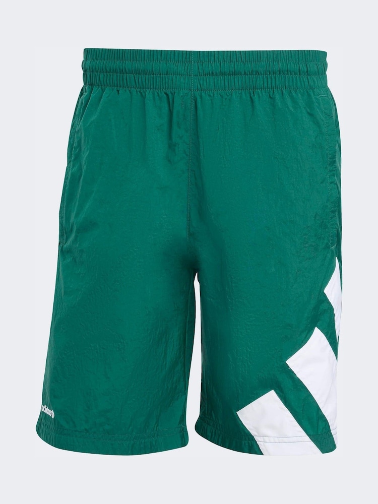 adidas Originals Green Adicolor Blocked Shorts - Image 6 of 6