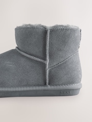 Dark Grey Faux Fur Lined Suede Slipper Boots - Image 5 of 6