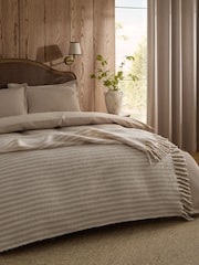 Natural Cosy Stripe Throw - Image 1 of 7
