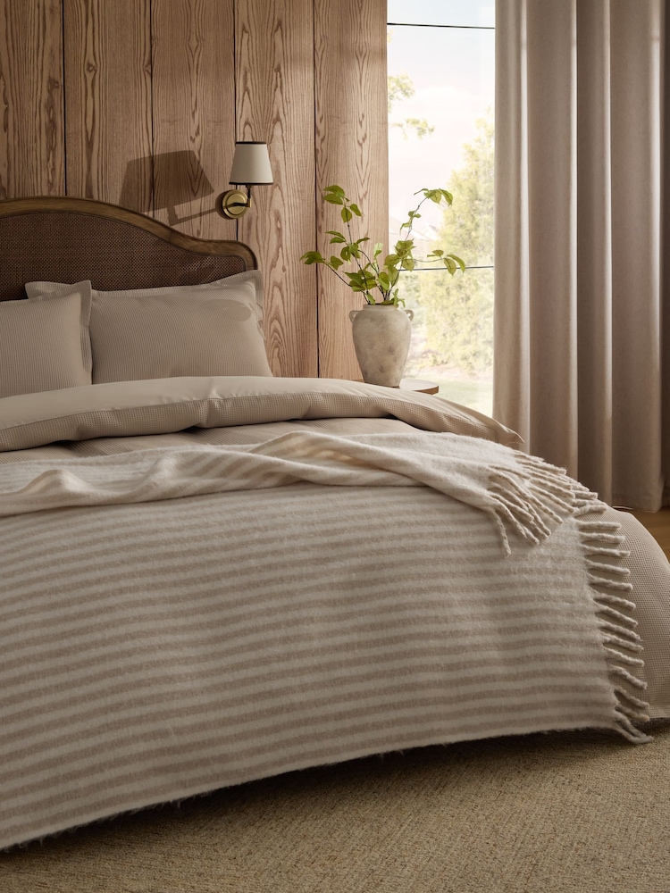 Natural Cosy Stripe Throw - Image 1 of 7 Natural Cosy Stripe Throw - Image 1 of 7